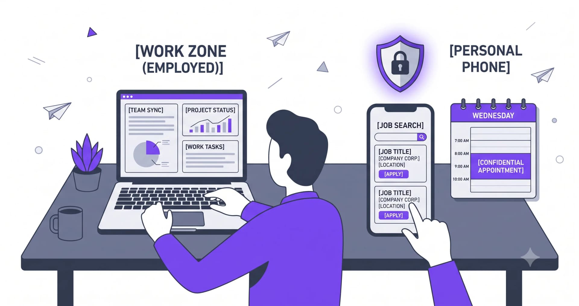 Job Searching While Employed: Doing It Without Getting Caught — illustration